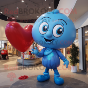 Sky Blue Heart Shaped Balloons mascot costume character dressed with a Turtleneck and Scarf clips