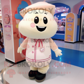Cream Candy Box mascot costume character dressed with a Jeggings and Berets