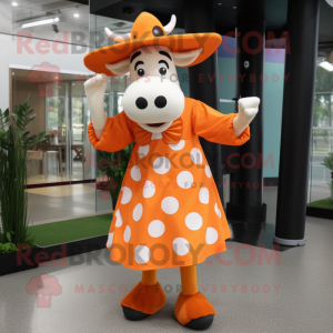 Oransje Holstein Cow maskot...
