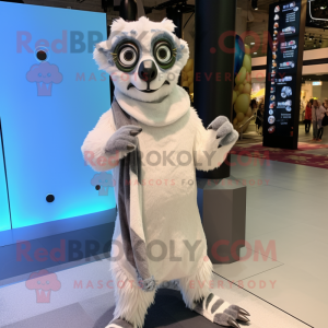 Vit Lemur maskot kostym...