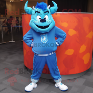 Sky Blue Devil maskot drakt...