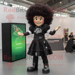 Black Irish Dancer mascot costume character dressed with a Jumpsuit and Hairpins