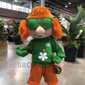 Rust Bunch Of Shamrocks mascot costume character dressed with a Shorts and Scarf clips