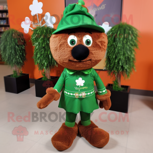 Rust Bunch Of Shamrocks mascot costume character dressed with a Shorts and Scarf clips