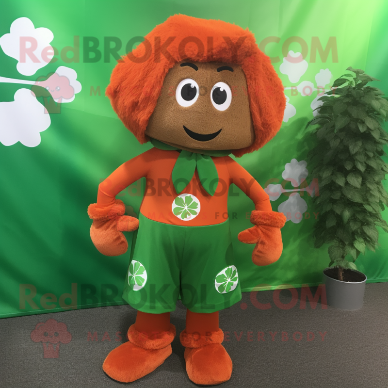 Rust Bunch Of Shamrocks mascot costume character dressed with a Shorts and Scarf clips