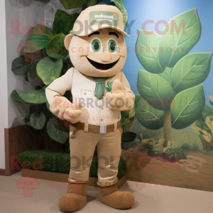 Tan Beanstalk mascot costume character dressed with a Jeans and Cufflinks