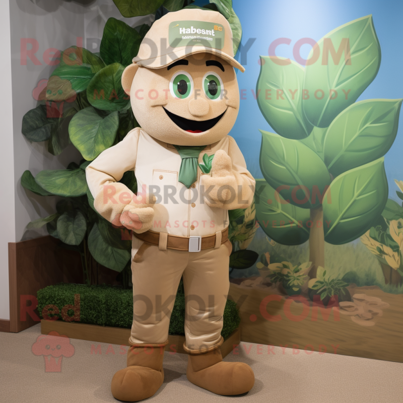 Tan Beanstalk mascot costume character dressed with a Jeans and Cufflinks
