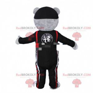 Grijze teddybeer mascotte gekleed als piloot. Beer kostuum -