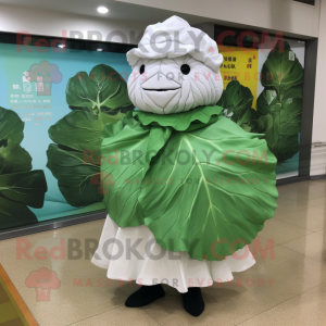 nan Cabbage Leaf mascot costume character dressed with a Poplin Shirt and Shawls