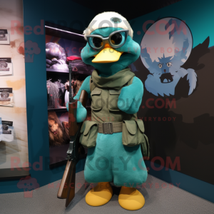 Teal Sniper maskot kostume...