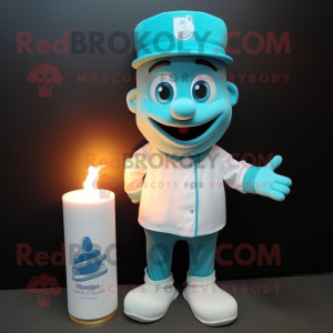 Cyan doftljus maskot kostym...