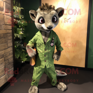 Olive Civet mascot costume character dressed with a Romper and Pocket squares