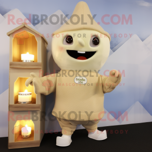 Cream Scented Candle mascot costume character dressed with a Sweater and Watches