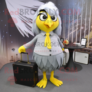 Sølv Canary maskot kostume...