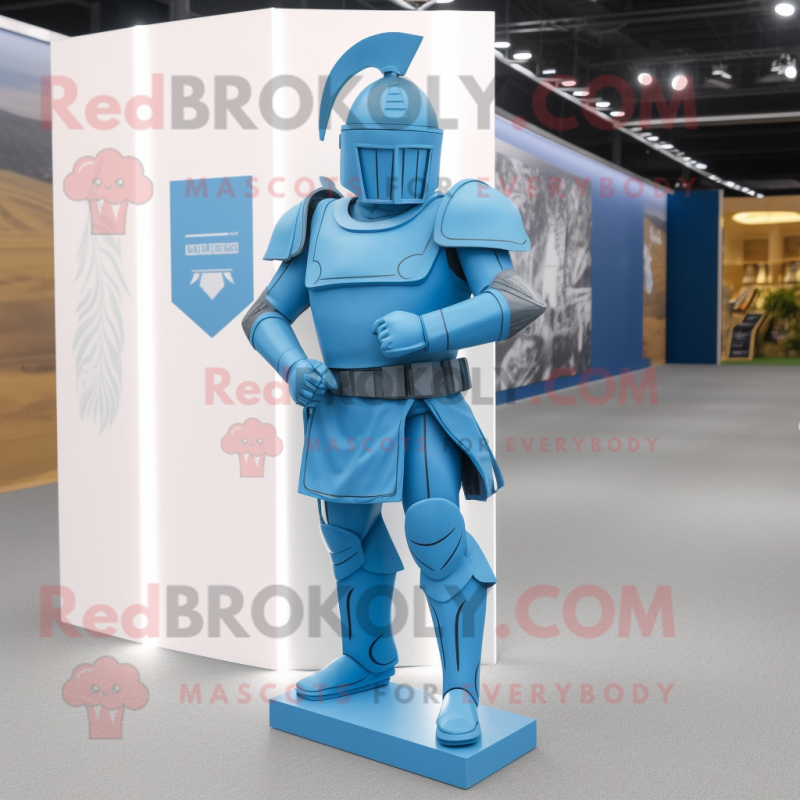 Sky Blue Spartan Soldier mascot costume character dressed with a