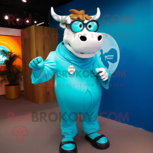 Cyan Bull mascotte kostuum...