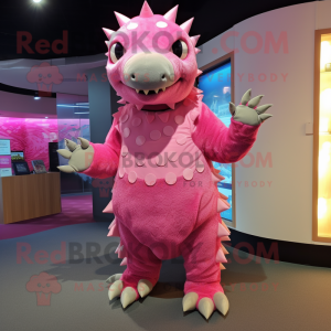 Roze Ankylosaurus mascotte...