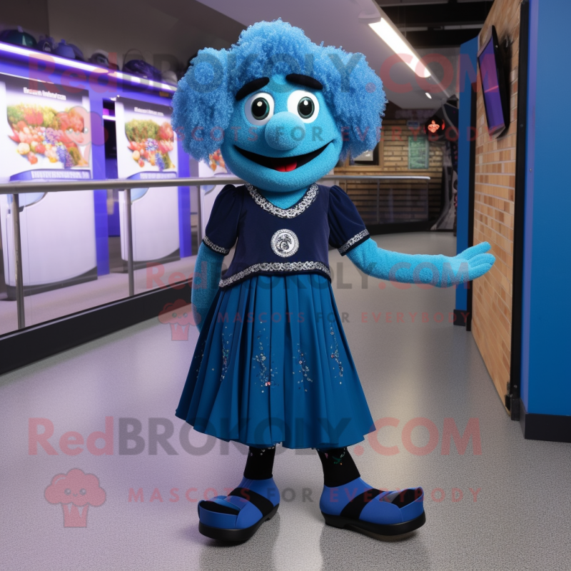 Blue Irish Dancing Shoes mascot costume character dressed with a Cocktail Dress and Scarf clips