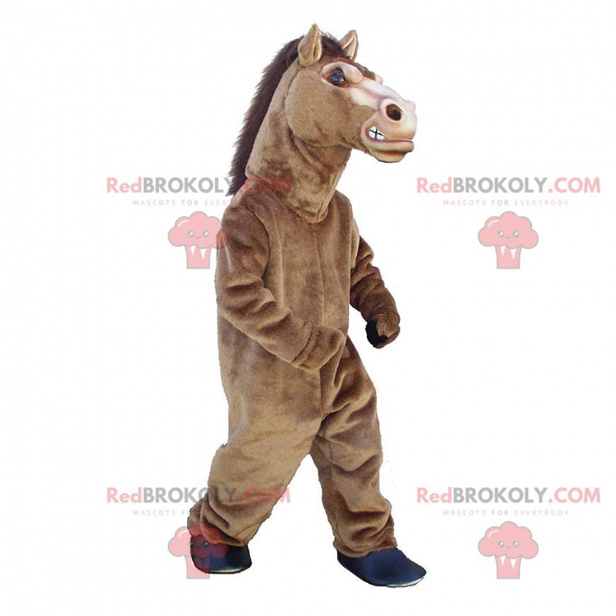 Disfraz unisex con capucha de caballo para adultos, disfraz de Halloween de  animales de granja, traje de poni marrón