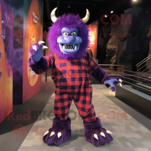 Purple Demon maskot kostym...