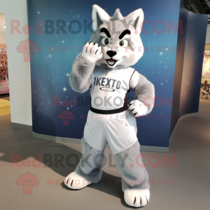 Sølv Lynx maskot kostume...