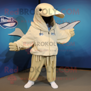 Beige Pukkelhval maskot...