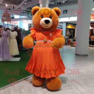 Oranje teddybeer mascotte...