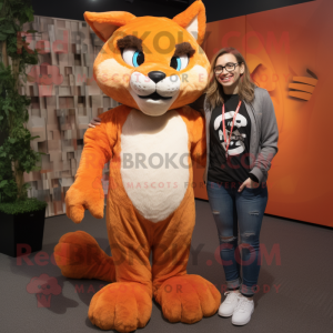 Orange Lynx maskot kostym...