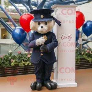 Navy Love Letter mascot costume character dressed with a Henley Shirt and Hat pins