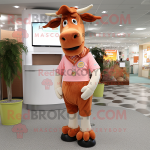 Peach Guernsey Cow mascotte...