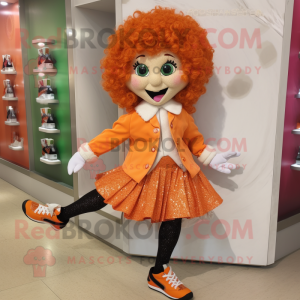 Peach Irish Dancing Shoes mascot costume character dressed with a Coat and Bracelets