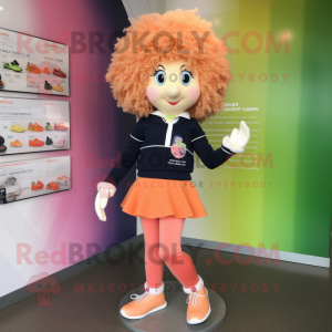 Peach Irish Dancing Shoes mascot costume character dressed with a Coat and Bracelets