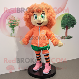 Peach Irish Dancing Shoes mascot costume character dressed with a Coat and Bracelets