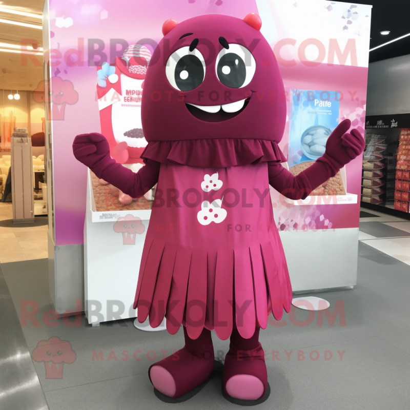 Magenta Chocolates mascot costume character dressed with a Sheath Dress and Headbands