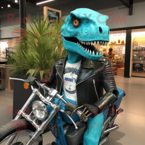 Turquoise T Rex mascotte...