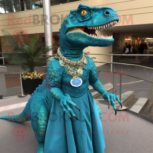 Turquoise T Rex mascotte...