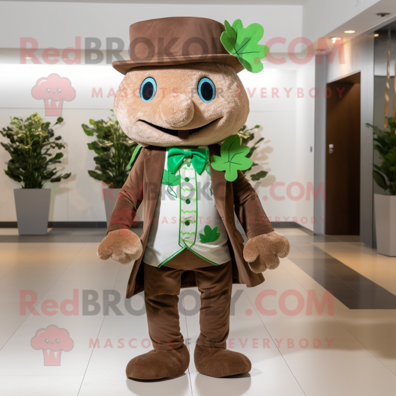 Brown Bunch Of Shamrocks mascot costume character dressed with a Jeggings and Pocket squares
