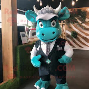 Teal Bull mascotte kostuum...