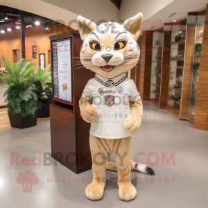 Beige Bobcat maskot drakt...