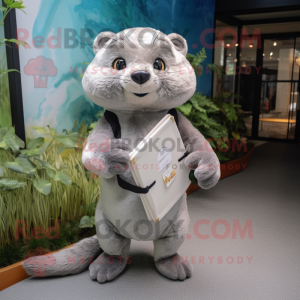 Silver Otter maskot kostume...