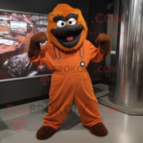 Rust Rainbow mascot costume character dressed with a Jumpsuit and Bracelets