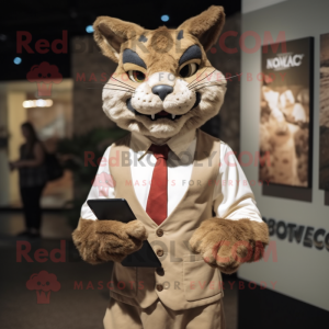 Tan Bobcat maskot kostume...