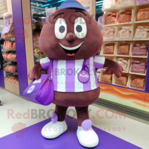 Lavender Chocolates mascot costume character dressed with a Shorts and Bracelets