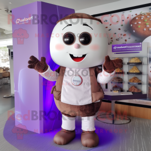 Lavender Chocolates mascot costume character dressed with a Shorts and Bracelets