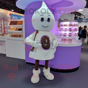 Lavender Chocolates mascot costume character dressed with a Shorts and Bracelets