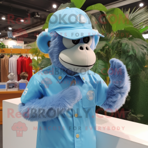 Sky Blue Orangutang maskot...