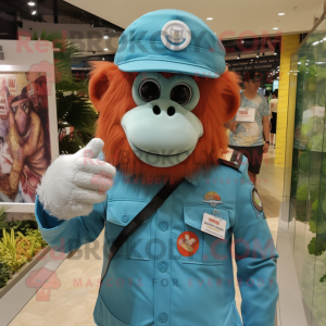 Sky Blue Orangutang maskot...