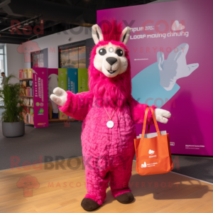 Magenta lama maskot kostyme...