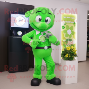 Limegrøn firkløver maskot...