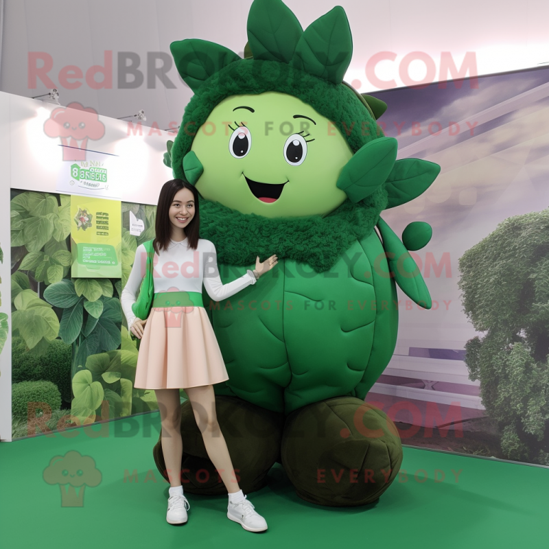 Forest Green Beanstalk mascot costume character dressed with a Mini Skirt and Wallets